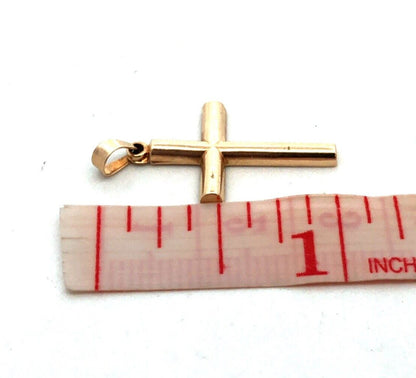 Designer UI 14K Yellow Gold Rounded Polished Cross Pendant