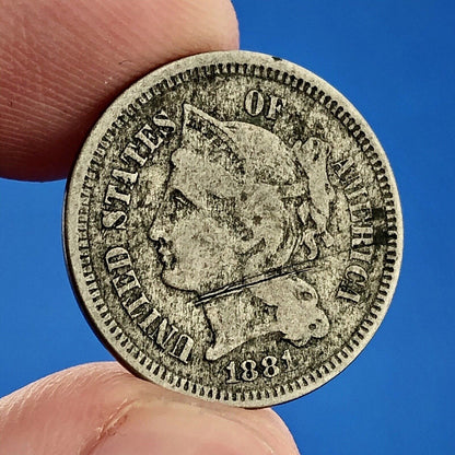 1881 P Nickel Three Cent Piece 3c Better Key Rare Scarce Philadelphia Coin