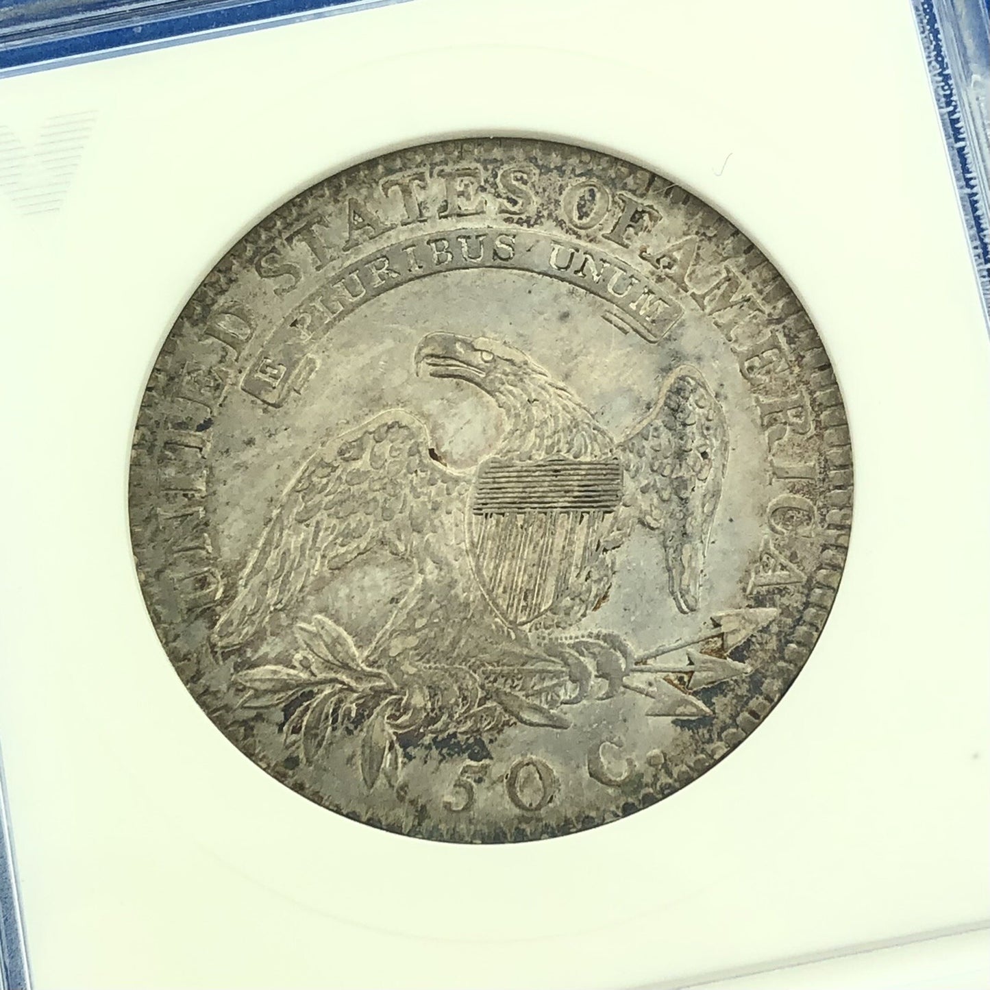 1819/8 Capped Bust Silver Half Dollar 50c Lettered Edge ANACS AU53 Details Coin
