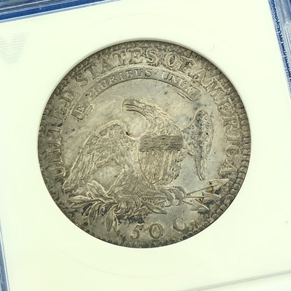 1819/8 Capped Bust Silver Half Dollar 50c Lettered Edge ANACS AU53 Details Coin