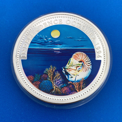 1994 Republic Palau $20 5 Oz Silver Independence Colorized Proof Coin Low Mntg