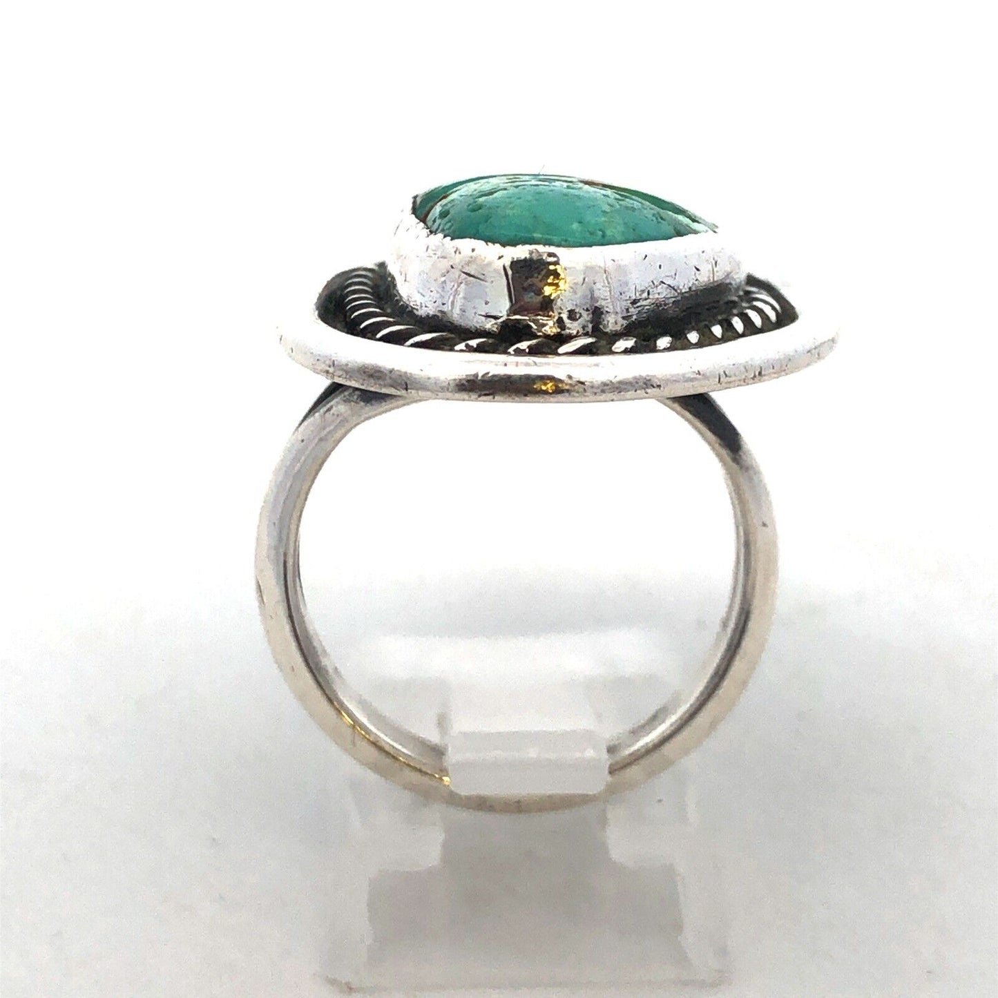 Native American 925 Sterling Silver Chunky Turquoise Statement Finger Ring