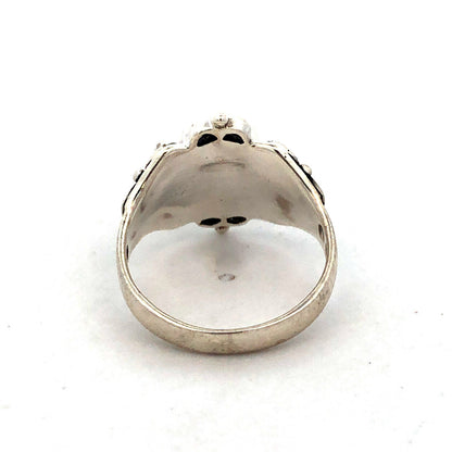 925 Sterling Silver Vintage Designer SE Scroll Oval Pillbox Poison Ring