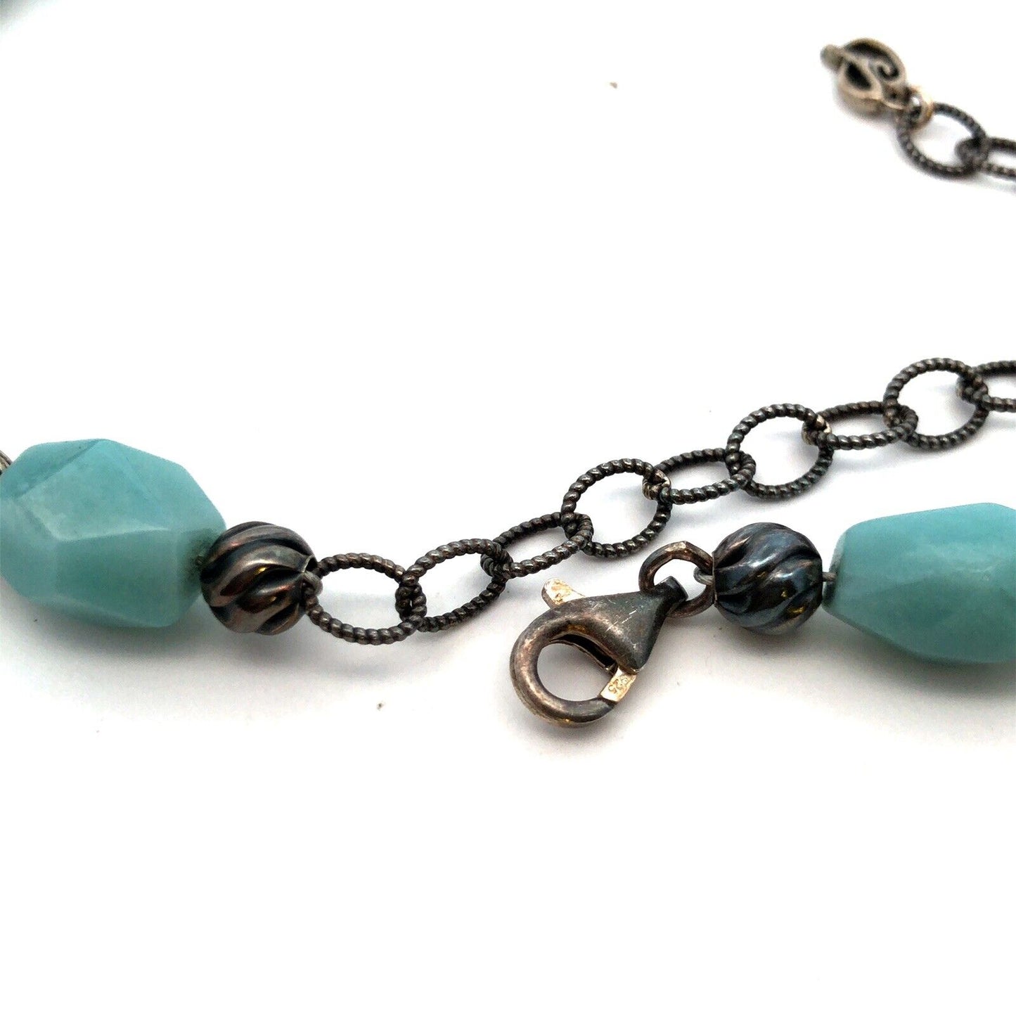 Carolyn Pollack 925 Sterling Silver Faceted Aventurine Bead Statement Necklace