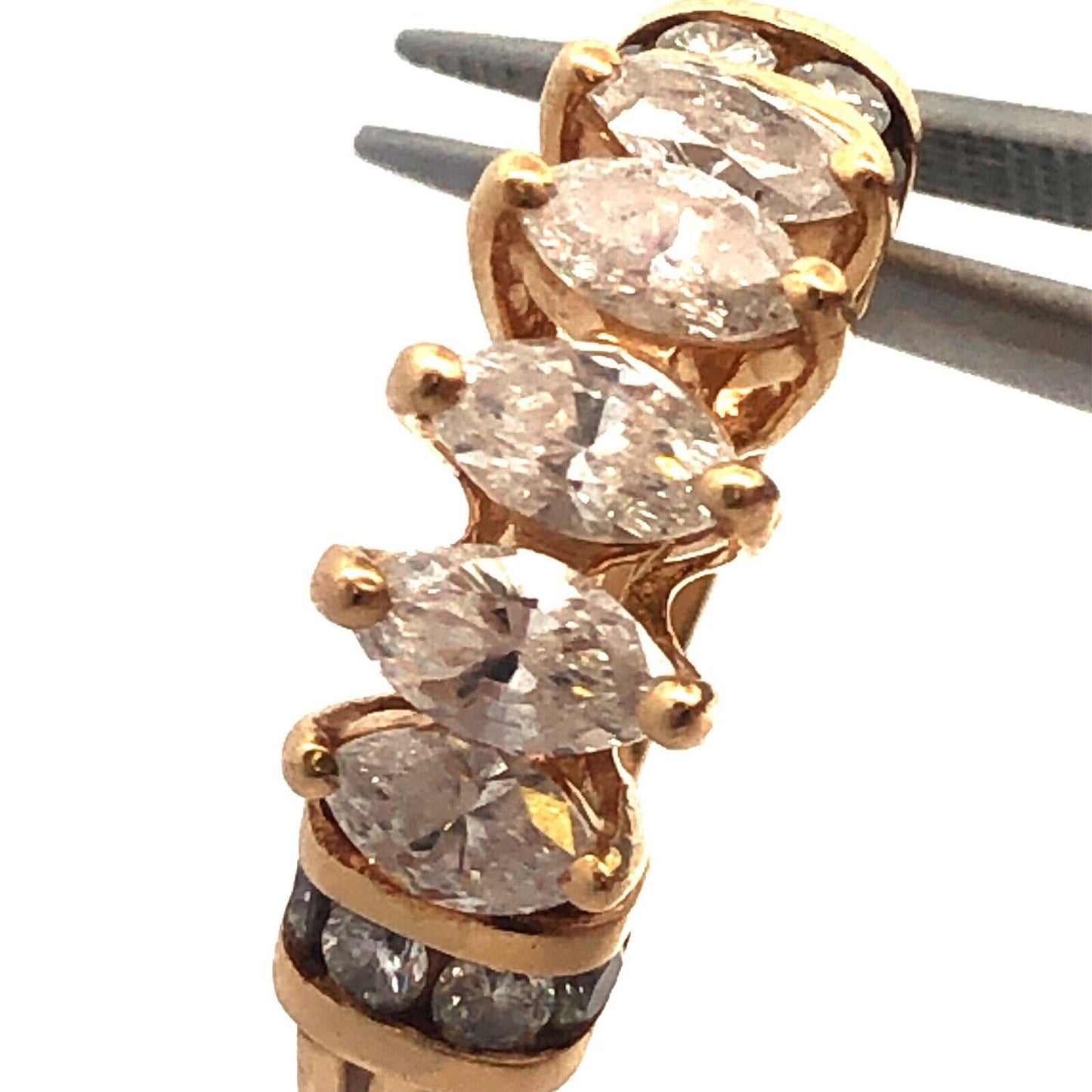 14K Yellow Gold Marquise Diamond Engagement Bridal Wedding Statement Band Ring