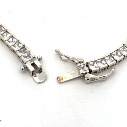 Designer 925 Sterling Silver Square Cubic Zirconia CZ Tennis Bracelet