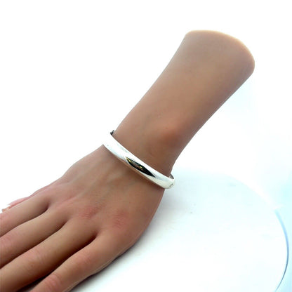 Estate 925 Sterling Silver Polished Hinged Cuff Bangle Bracelet