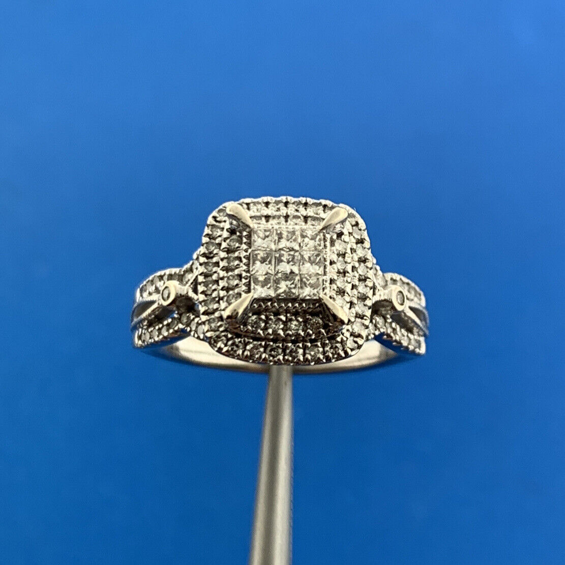 Kays Jewelers 10K White Gold Princess Diamond Top Double Halo Engagement Ring