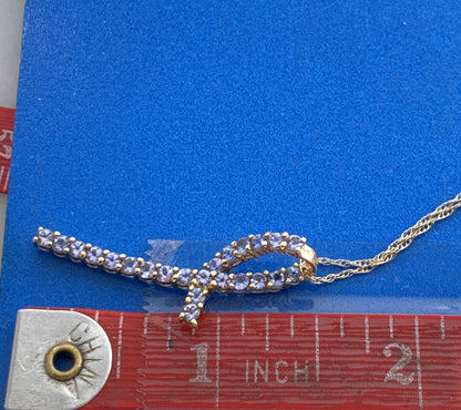 Designer 14K Yellow Gold Tanzanite Infinity Eternity Anniversary Necklace