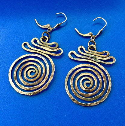 Retro Modernist Sterling Silver 925 Free Form Crop Circle Drop Dangle Earrings