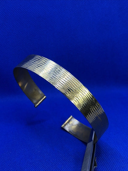 Mid Century Crown Trifari Gold Tone Ribbed Upper Arm Flapper Open Cuff Bracelet