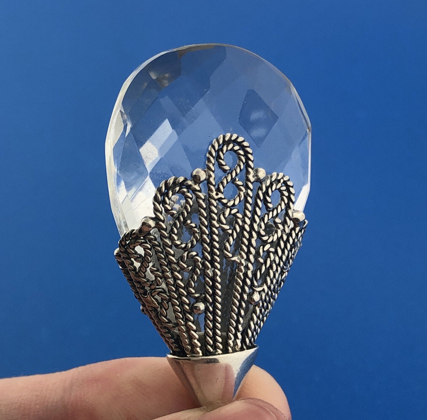 Designer Doug Paulus DP Sterling Silver 925 Faceted Crystal Statement Pendant