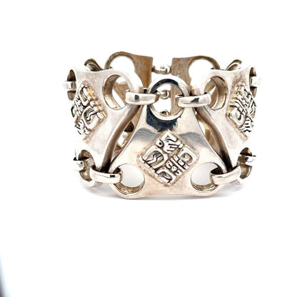 Designer 925 Sterling Silver llamas Panel Cuff Bracelet