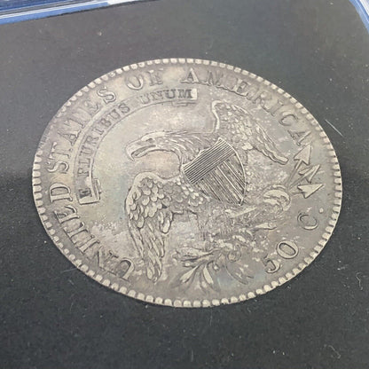 1821 Capped Bust Silver Half Dollar 50c Lettered Edge Ungraded XF Details Coin