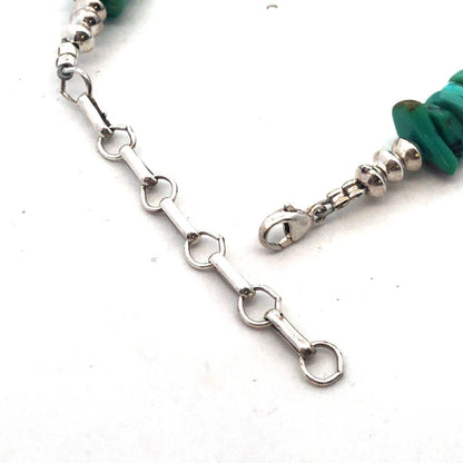 Estate 925 Sterling Silver Wheel Shaped Turquoise Beaded Bracelet