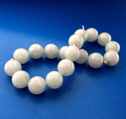 Vintage Sterling Silver 925 Jade Jadeite Ball Bead Protection Harmony Bracelet