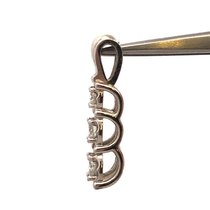 10K White Gold Three Diamond Anniversary Eternity Infinity Pendant