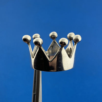 Designer 925 Sterling Silver Princess Queen King Crown Cigar Band Ring