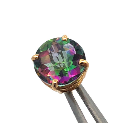 14K Yellow Gold Oval Mystic Topaz Power Protection Stud Earrings
