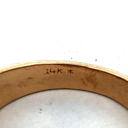 Estate Unisex 14K Yellow Gold Round Diamond Cluster Flower Square Statement Ring