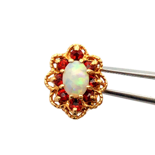 Designer KLJCI 14K Yellow Gold Oval Opal Garnet Slide Bracelet Charm