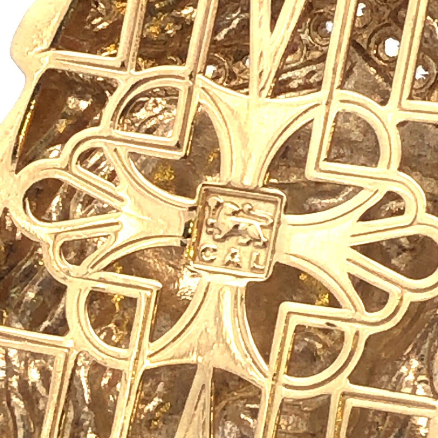 Designer 10K Yellow Gold Cubic Zirconia CZ Statement Christ's Head Pendant