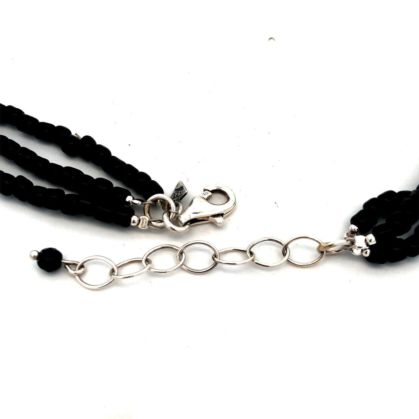 Silpada 925 Sterling Silver Black Onyx Beaded Three Strand Layered Necklace