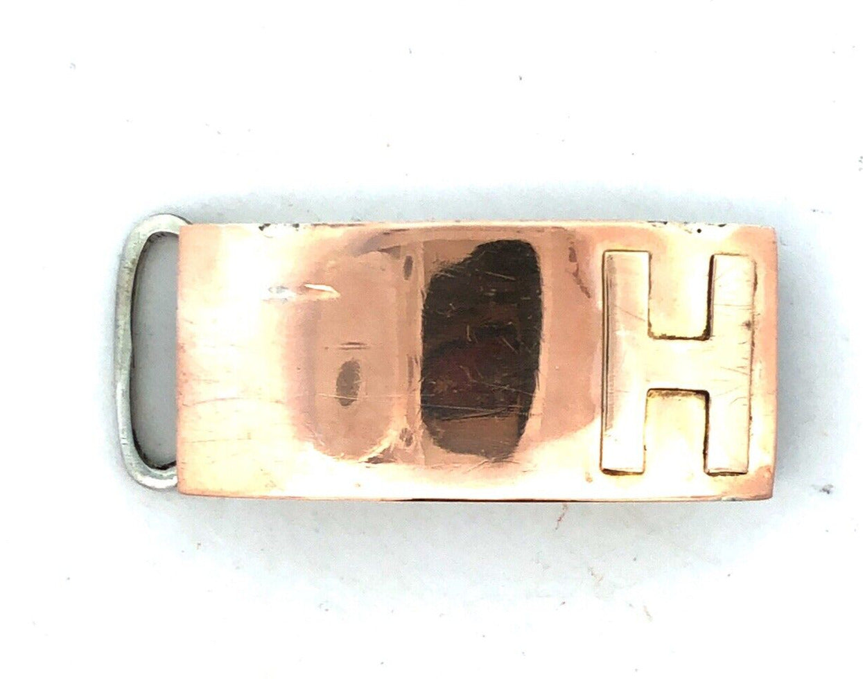 Vintage Guatemala 900 Fine Silver Initial Print H Letter Belt Buckle