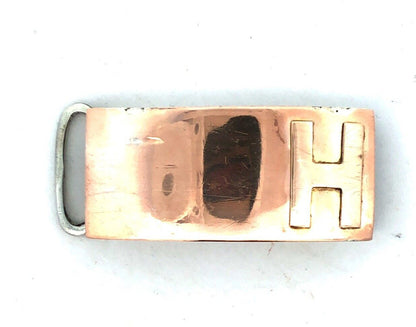 Vintage Guatemala 900 Fine Silver Initial Print H Letter Belt Buckle
