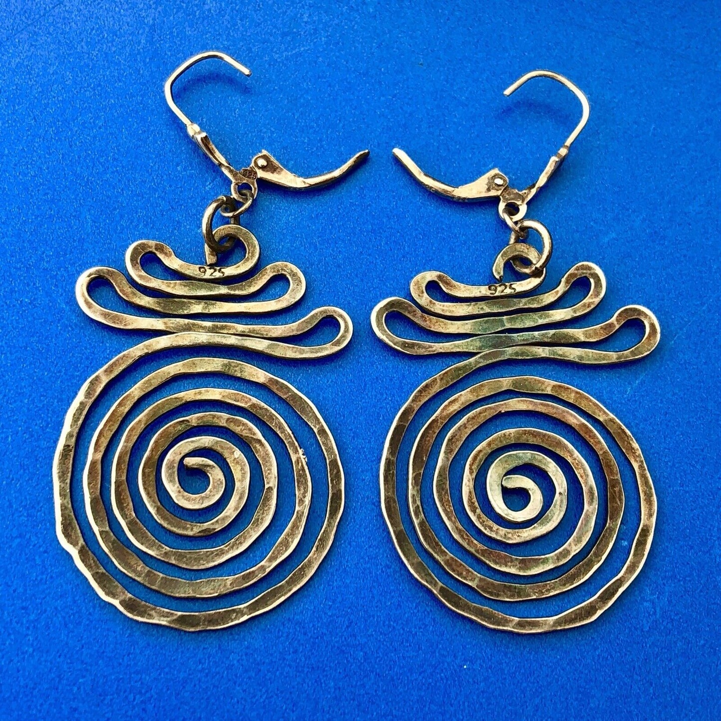 Retro Modernist Sterling Silver 925 Free Form Crop Circle Drop Dangle Earrings