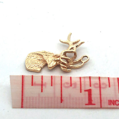 Designer 14K Yellow Gold Deer Buck Hunting Pendant