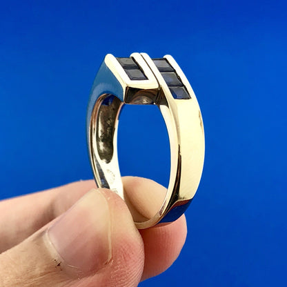 Modernist 18k White Gold Sapphire September Anniversary Birthday Abstract Ring