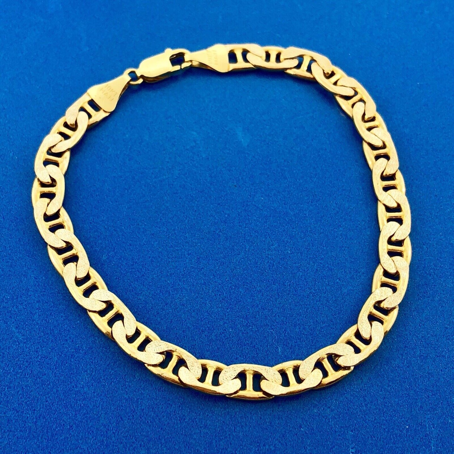 Designer Italy HAN 10K Unisex Mariners Link Florentine Polished Finish Bracelet