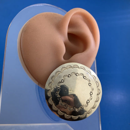 Three Smokes Trading Co 925 Sterling Silver Native American Concho Stud Earrings