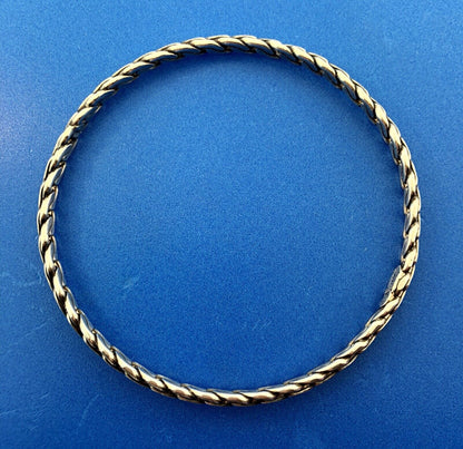 Vintage Mexico Taxco Sterling Silver 925 Ribbed Wave Lock Bangle Bracelet