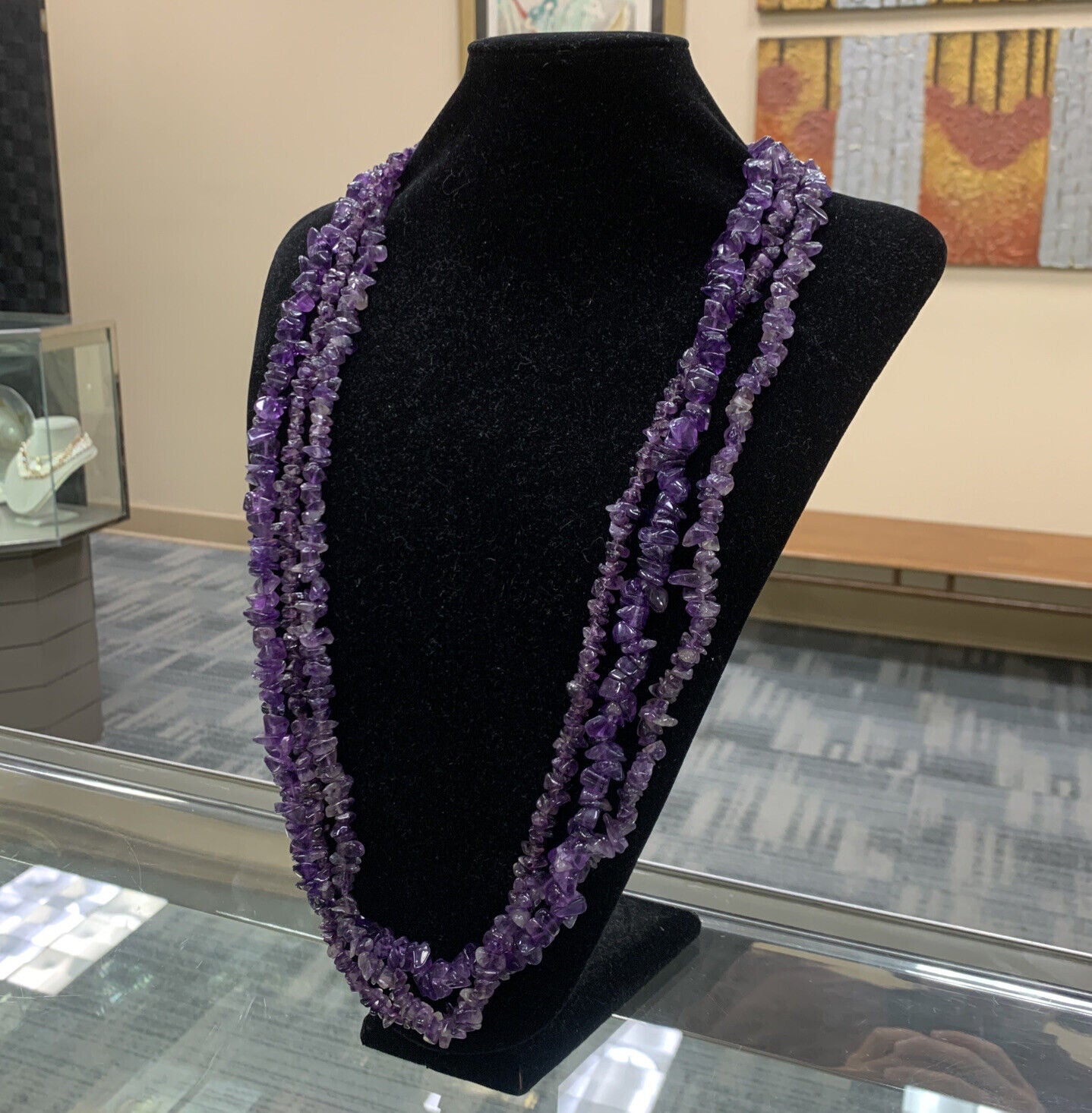 Lot Of Three Chunky Amethyst Spiritual Awakening Healing Beaded Necklaces