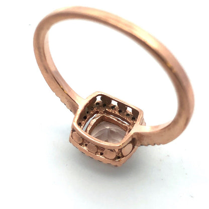 Zales Designer 10K Rose Gold Cushion Cut Morganite Diamond Halo Engagement Ring