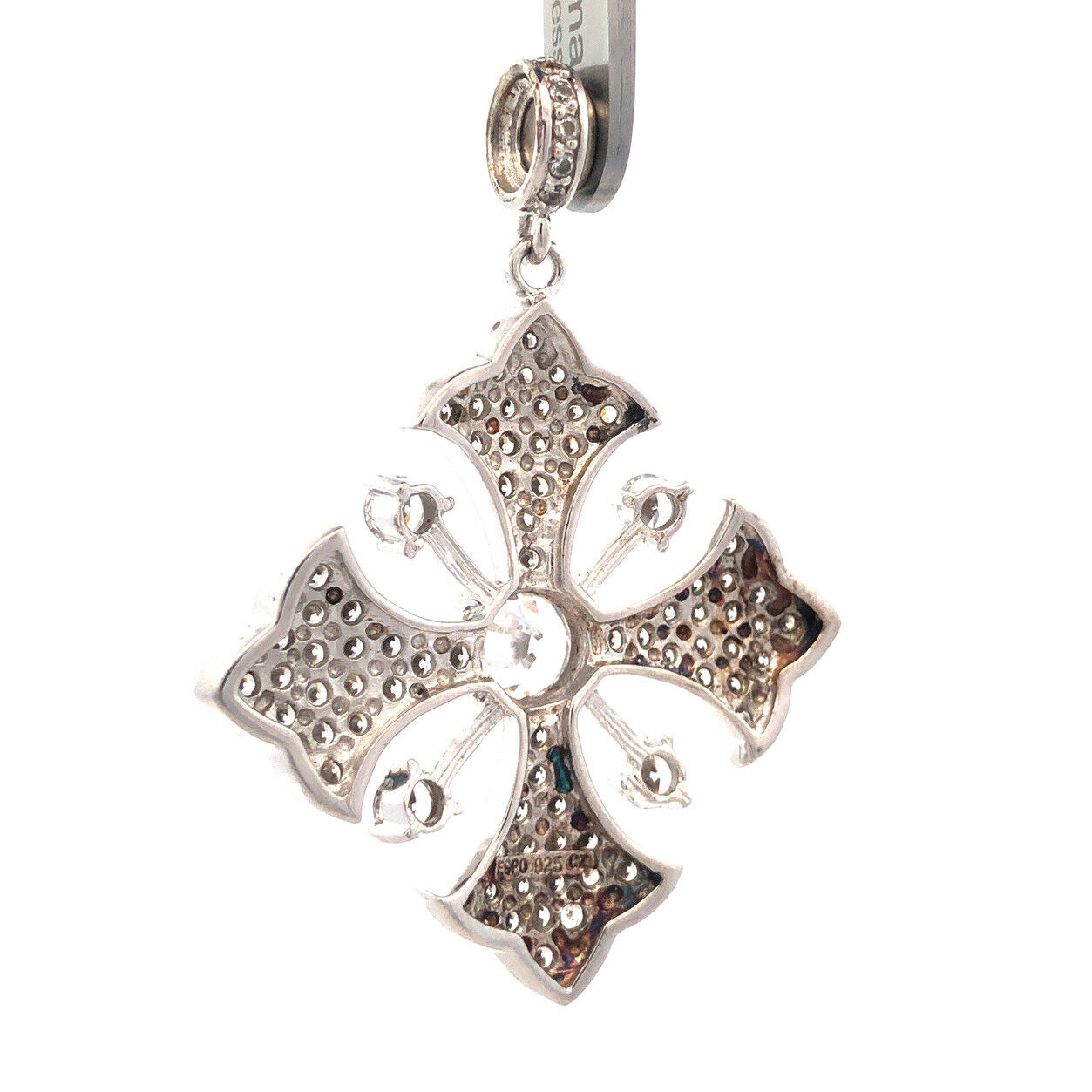Joseph Esposito ESPO 925 Sterling Silver CZ Cross Star Magnetic Enhancer Pendant
