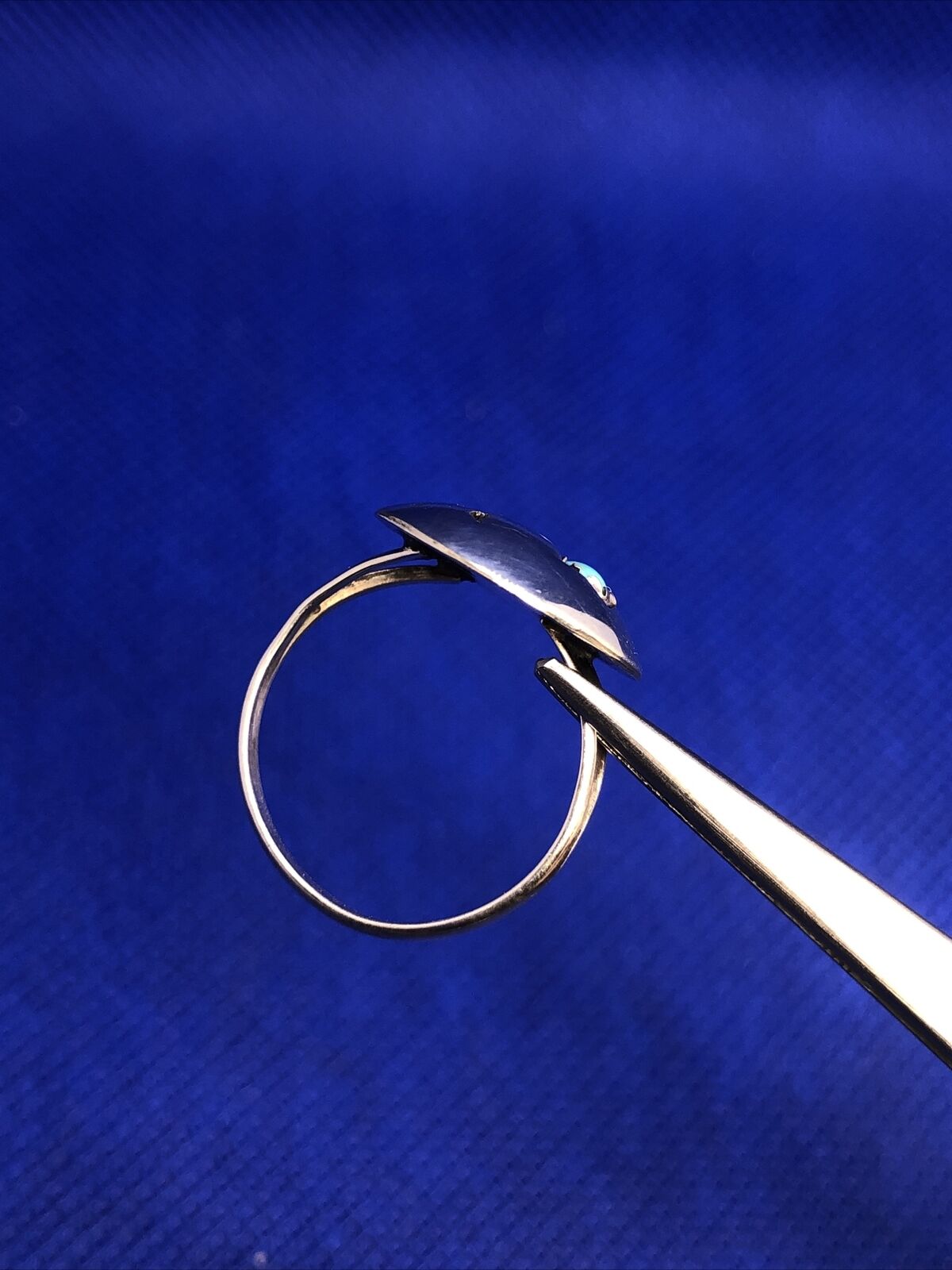 Native American Signed 925 Sterling Silver Turquoise Cabochon Storyteller Ring