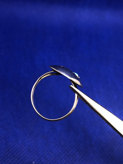 Native American Signed 925 Sterling Silver Turquoise Cabochon Storyteller Ring