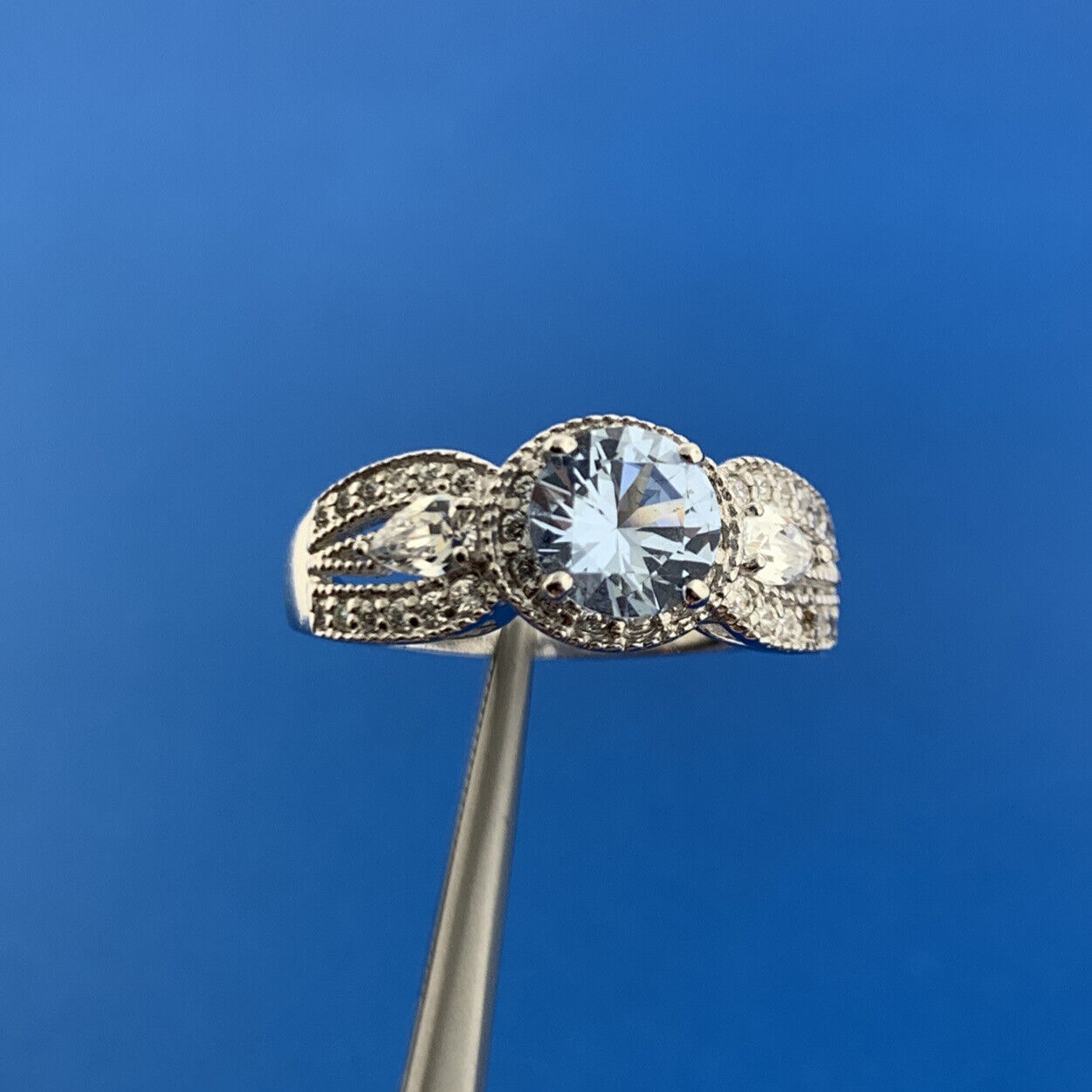 Silpada Sterling Silver Iolite Solitaire Cubic Zirconia Accented Statement Ring