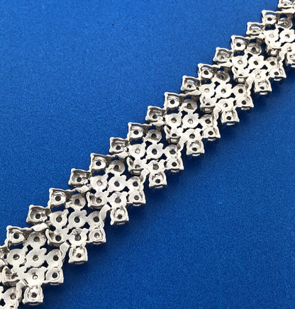 Designer Sterling Silver 925 Diamond Statement Band Tennis Bracelet