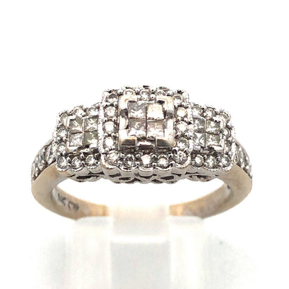 Zales 14K White Gold Diamond Triple Head Anniversary Engagement Ring