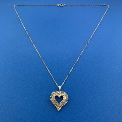 Designer 925 Sterling Silver Two Toned Diamond Heart Love Pendant Necklace