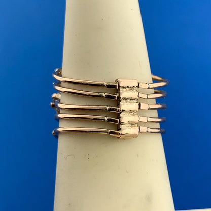 Estate 14K Rose Gold Sapphire Diamond Cluster September Occasion Wide Harem Ring