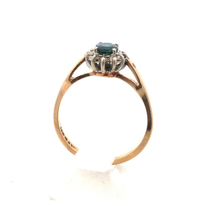 Vintage 14K Yellow Gold Sapphire Diamond Promise Engagement Anniversary Ring
