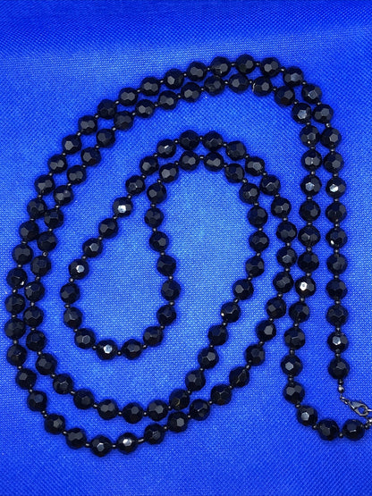 Runway Couture Faceted Jet Bead Statement Necklace
