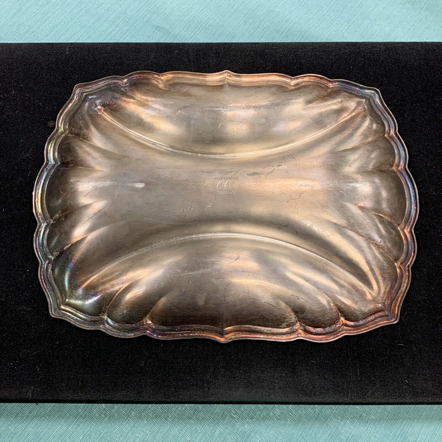 Reed Barton Silverplate Chippendale 66 Three Part Relish Serving Holloware Dish
