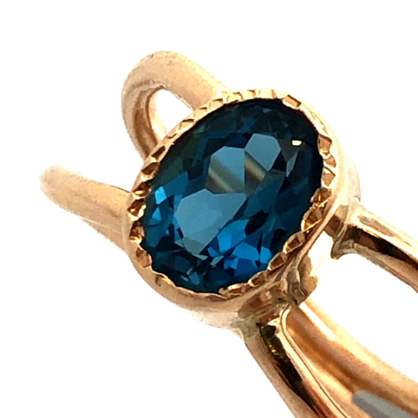 Modernist 14K Yellow Gold Oval London Blue Topaz December Birthstone Ring