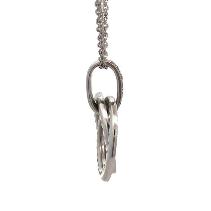 Beautiful 14k White Gold Double Diamond Eternity Anniversary Pendant Necklace